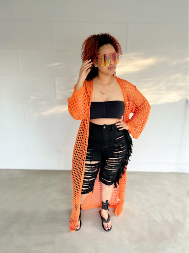 Black Fringe Bermuda Shorts